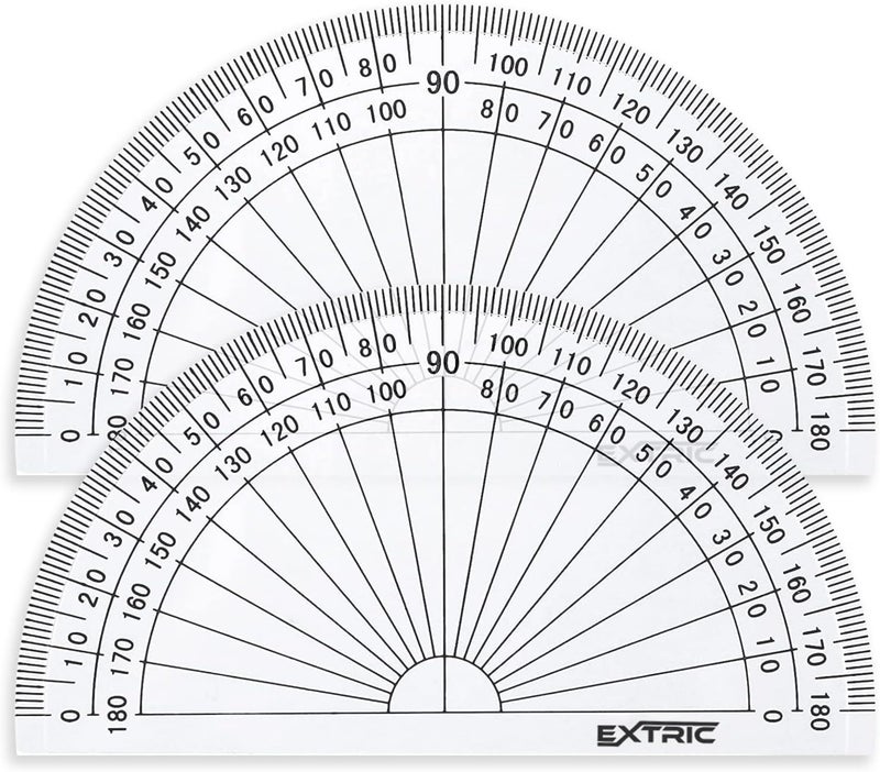 EXTRIC Protractor for Geometry, 4 Inch Clear Plastic Protractor for Woodworking, 2 Count Protractors for Classroom 180 Degrees, Math Protractors - Image 1